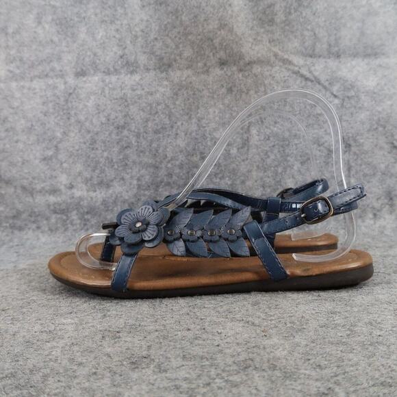 Madeline Stuart Shoes Womens 6 Sandals Fashion Flat Slingback Flower Stud Buckle - Picture 4 of 14